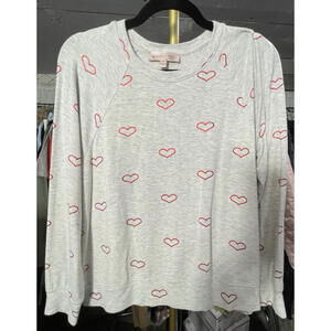 Philosophy Republic Clothing Gray Pullover Sweatshirt With Red Heart Print Sz M